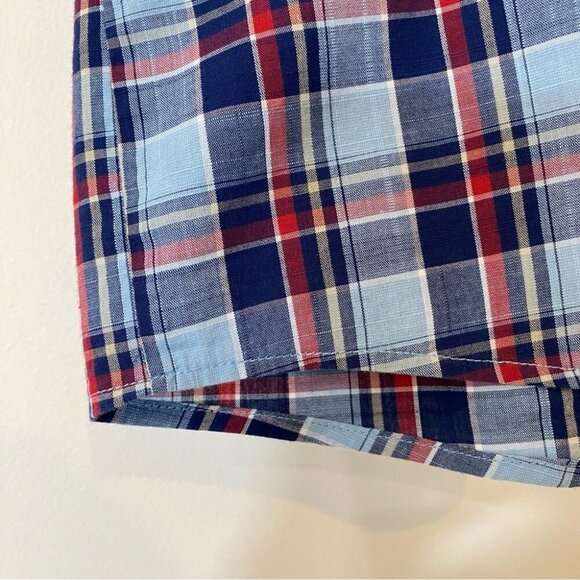 Haupt Regular Fit 41/42 Blue Plaid Checketed Short Sleeve Shirt 16.5 Germany - Picture 6 of 16